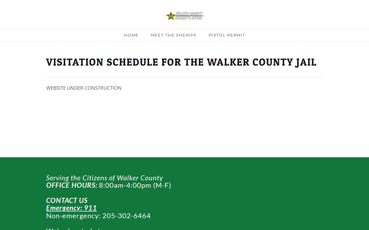 Walker County arrest history jail visitation schedule status