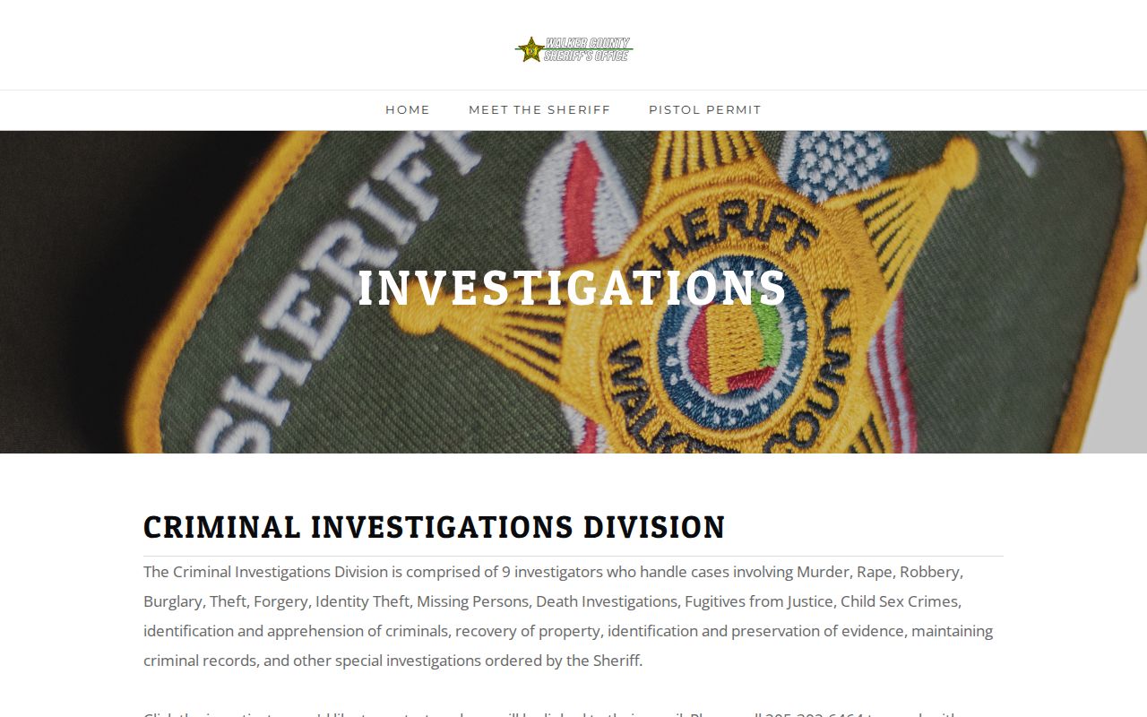 Walker County arrest records and criminal investigations information