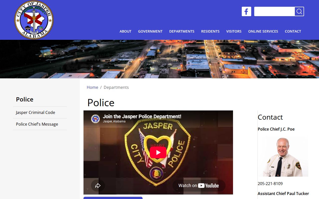Jasper criminal history police department contacts