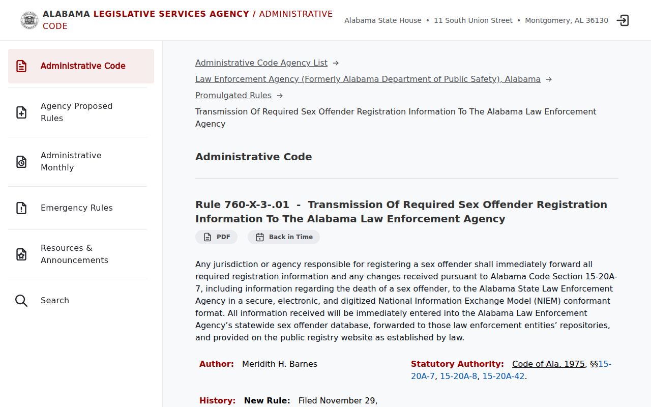 Walker County sex offender registry electronic data rule