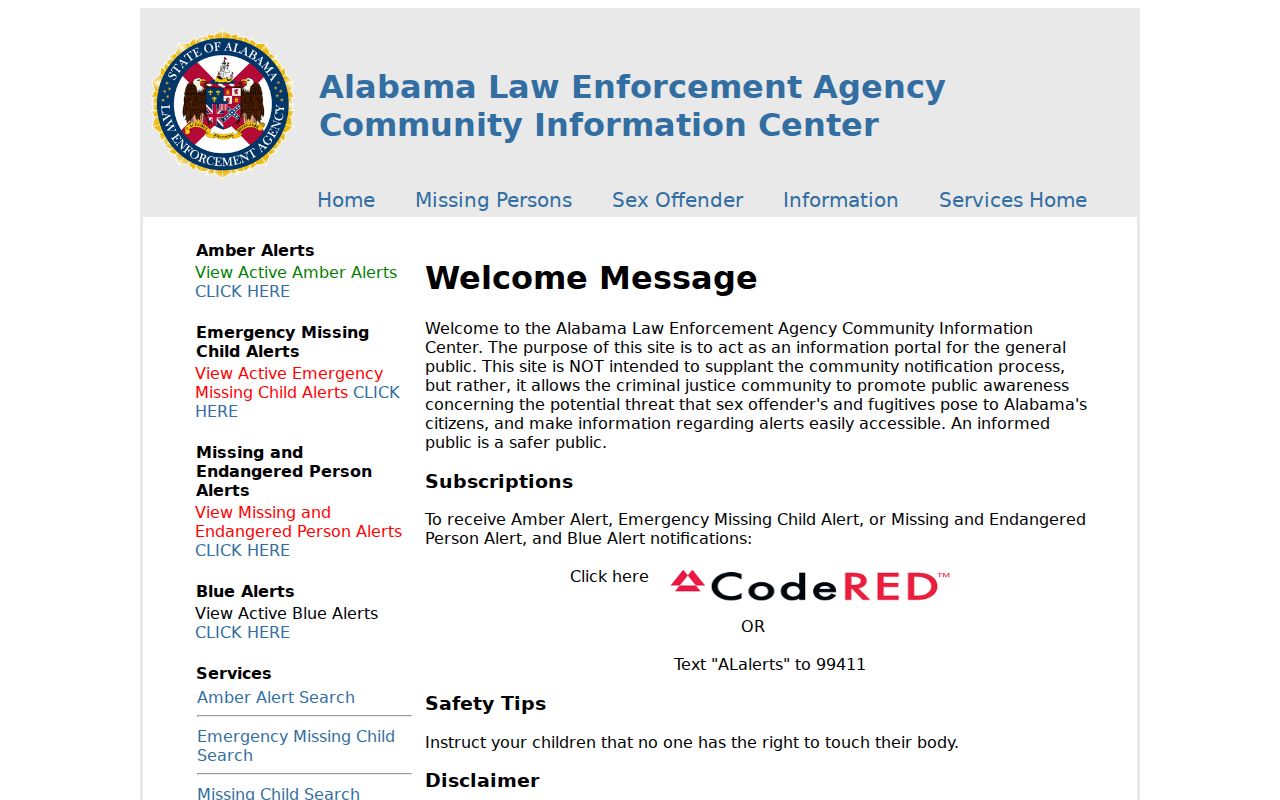 Walker County sex offender check in the ALEA registry search